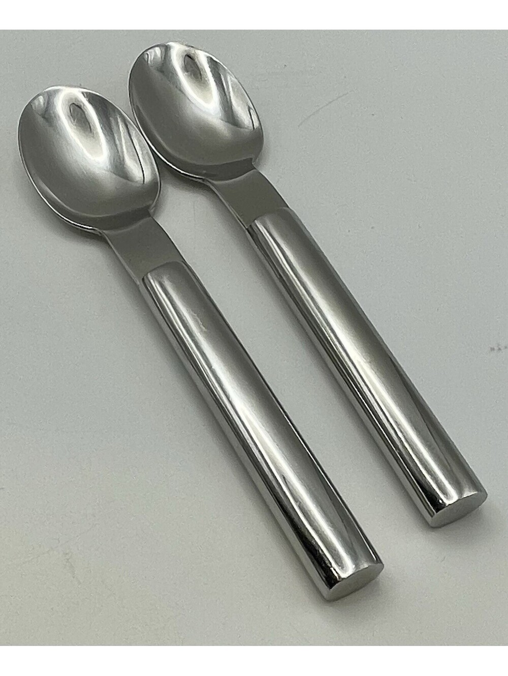 (2) Boda Nova OVAL STEEL 18-8 Stainless Korea Teaspoon Lot ~ 6.25โ